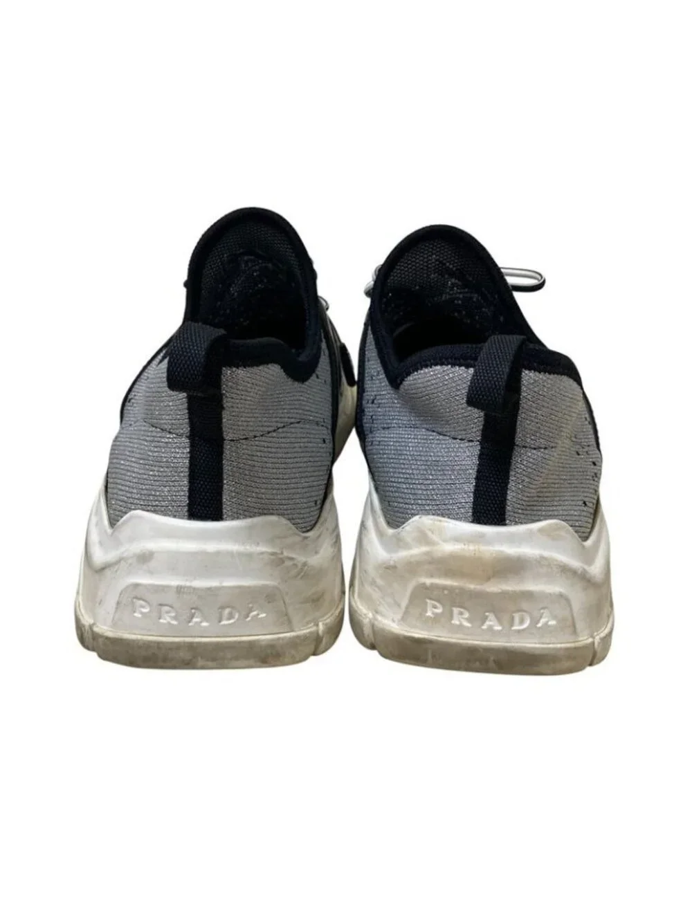 Prada Logo Knit Sneakers Size 6 Approx 23 cm Silver Color Black - Picture 4 of 13